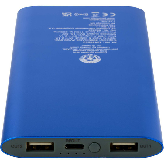 Juice 8000 mAh Type-C recycled aluminium wireless power bank - EgotierPro 124385