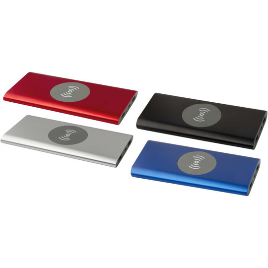 Juice 8000 mAh Type-C recycled aluminium wireless power bank - EgotierPro 124385