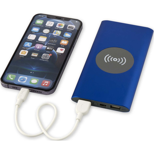 Juice 8000 mAh Type-C recycled aluminium wireless power bank - EgotierPro 124385