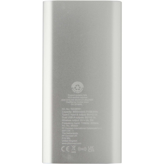Juice 8000 mAh Typ-C kabellose Powerbank aus recyceltem Aluminium - EgotierPro 124385