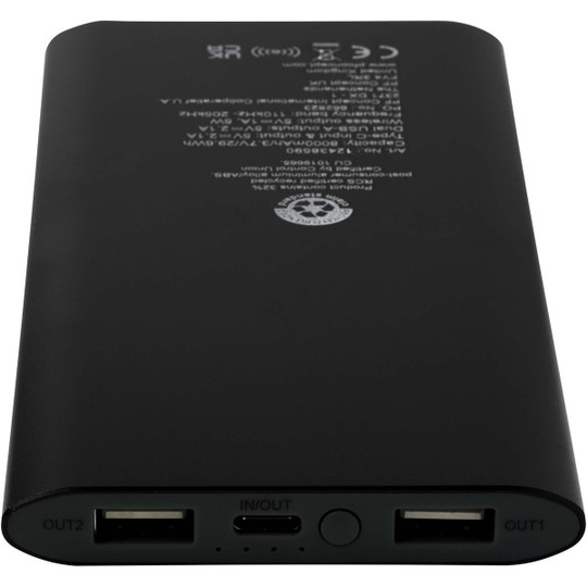 Juice 8000 mAh Type-C recycled aluminium wireless power bank - EgotierPro 124385