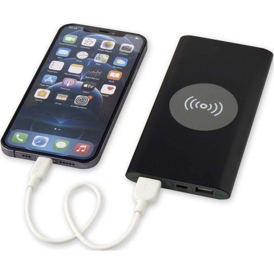 Juice 8000 mAh Type-C recycled aluminium wireless power bank - EgotierPro 124385