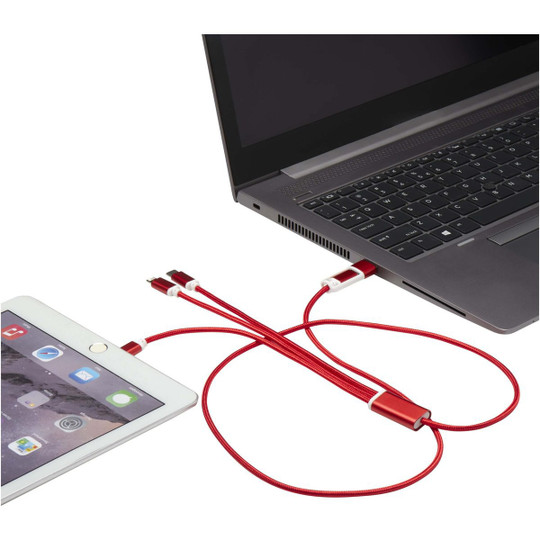 Versatile 5-1 recycled aluminium charging cable - EgotierPro 124386