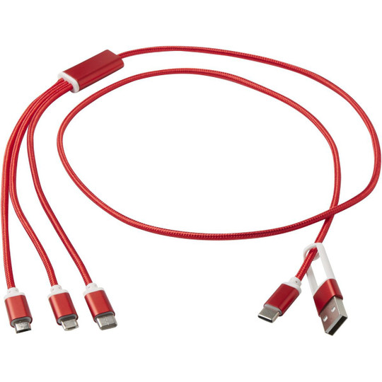 Versatile 5-1 recycled aluminium charging cable - EgotierPro 124386
