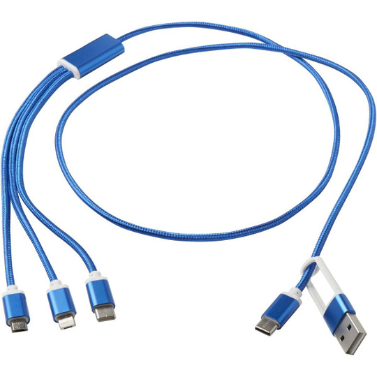 Versatile 5-in-1 Ladekabel aus recyceltem Aluminium - EgotierPro 124386