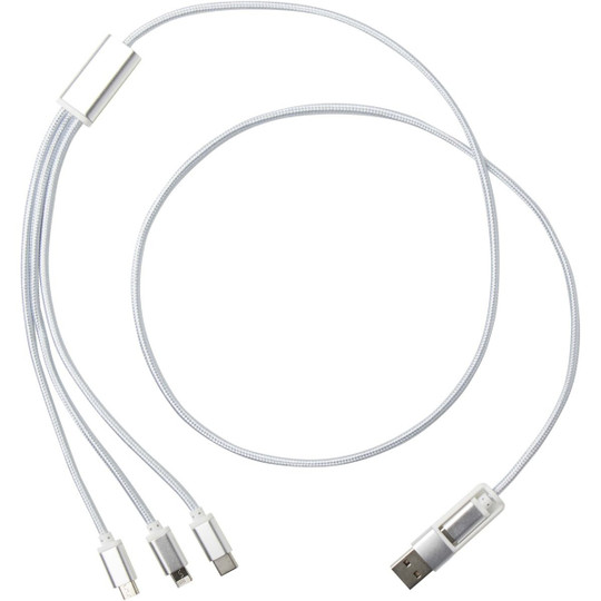 Versatile 5-1 recycled aluminium charging cable - EgotierPro 124386