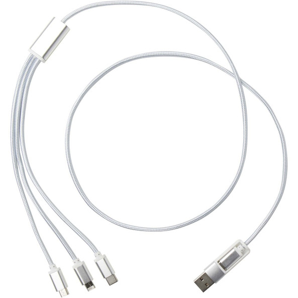 Versatile 5-1 recycled aluminium charging cable - EgotierPro 124386