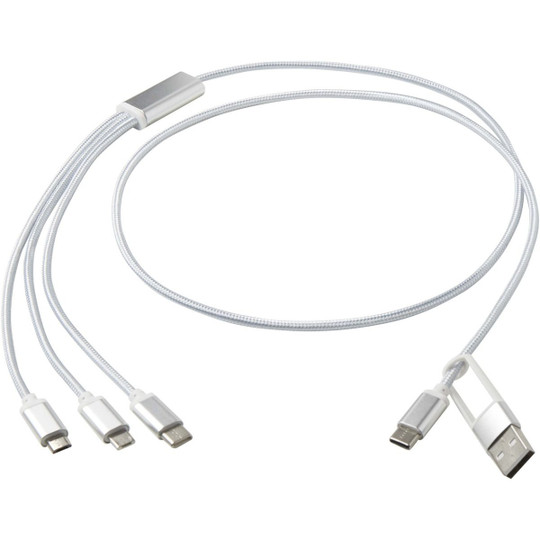 Versatile 5-1 recycled aluminium charging cable - EgotierPro 124386