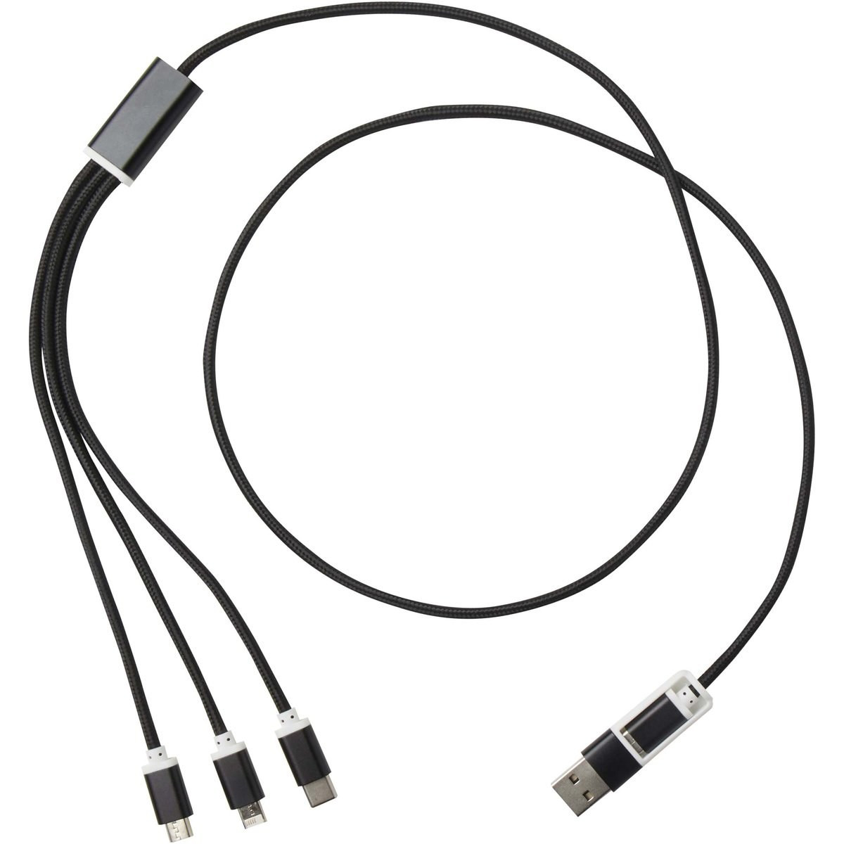 Versatile 5-in-1 Ladekabel aus recyceltem Aluminium - EgotierPro 124386