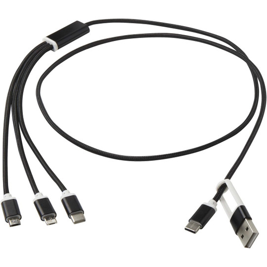 Versatile 5-1 recycled aluminium charging cable - EgotierPro 124386