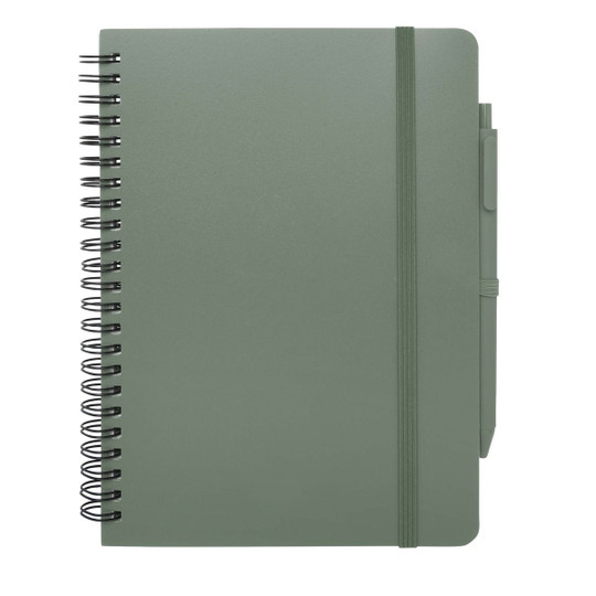 Thalaasa A5 ocean-bound hard cover notebook with ballpoint pen (black ink) - EgotierPro 107901