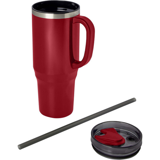 Mug isotherme Melbourne 1200 ml certifié RCS avec paille - EgotierPro 100801