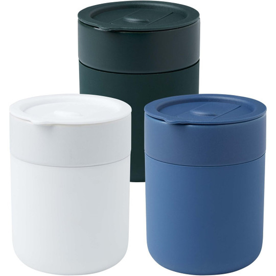 Java 330 ml Keramikbecher mit Silikonhülle und Kunststoffdeckel - EgotierPro 100808