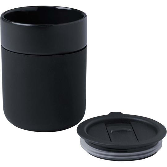 Java 330 ml ceramic tumbler with silicone wrap and plastic lid - EgotierPro 100808