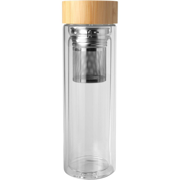 Bailey 400 ml borsilicate glass infuser bottle with bamboo lid - EgotierPro 100810