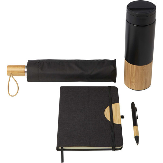 Carmen A5 hard cover notebook and ballpoint pen gift set (black ink) - EgotierPro 107912