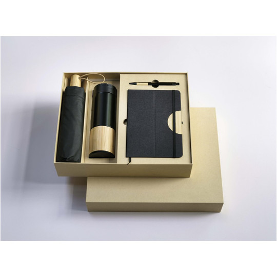 Carmen A5 hard cover notebook and ballpoint pen gift set (black ink) - EgotierPro 107912