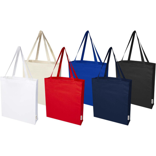 Madras 140 g/m² GRS recycled cotton gusset tote bag - EgotierPro 120733