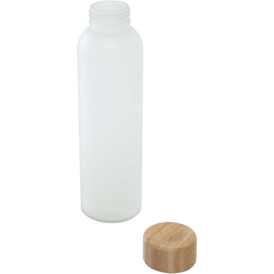 Lume 500 ml fles van mat natronkalkglas met bamboe deksel   - EgotierPro 100830