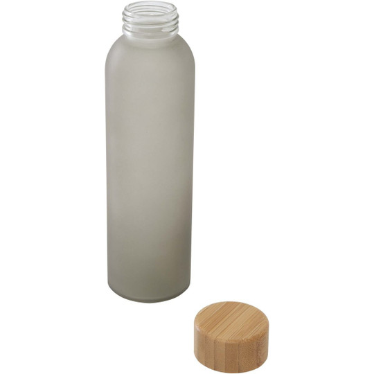 Lume 500 ml matte soda lime glass bottle with bamboo lid   - EgotierPro 100830