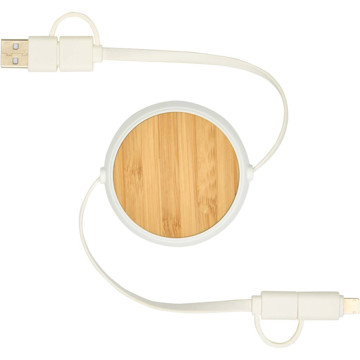 Chechia 5-in-1 recycled plastic 100 cm retractable data sync and 45W fast charge cable - EgotierPro 124419
