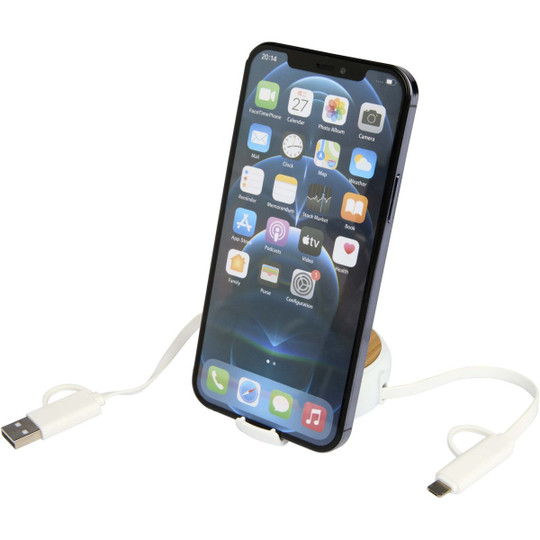 Chechia 5-in-1 recycled plastic 100 cm retractable data sync and 45W fast charge cable - EgotierPro 124419