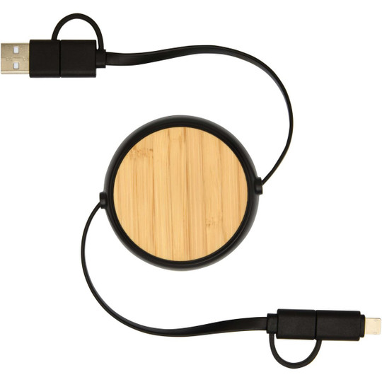 Chechia 5-in-1 recycled plastic 100 cm retractable data sync and 45W fast charge cable - EgotierPro 124419