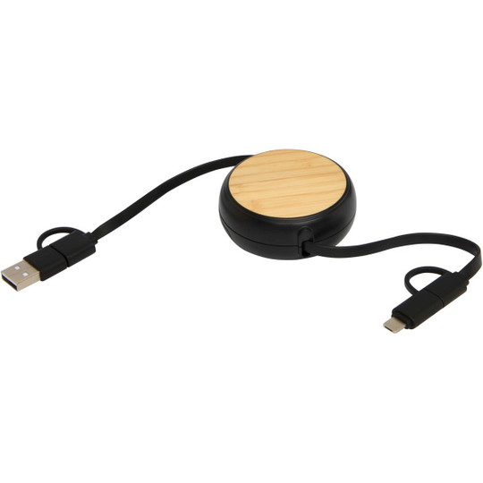 Chechia 5-in-1 recycled plastic 100 cm retractable data sync and 45W fast charge cable - EgotierPro 124419