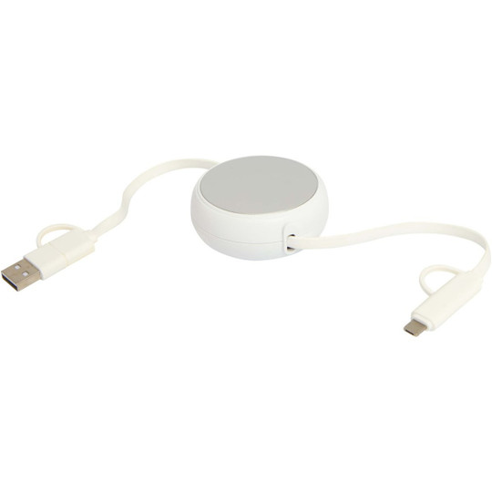 Alasia 100 cm 5-in-1 Kabel aus recyceltem Kunststoff und Aluminium, einziehbar, für Datenübertragung und mit 45W Schnellladung - EgotierPro 124420