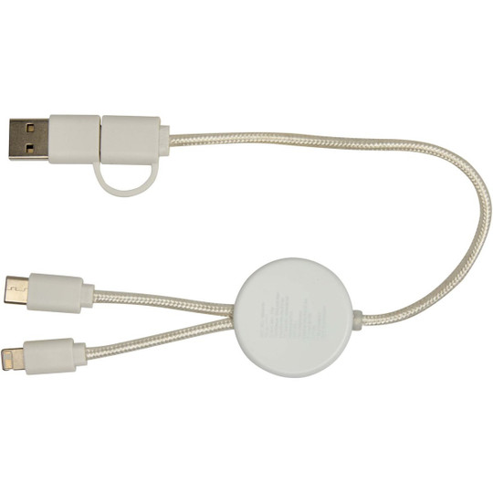 Chechia 5-i-1 kabel 30 cm datasynkronisering og 27 W hurtigopladningskabel i genvundet plast med bambusdetaljer - EgotierPro 124421