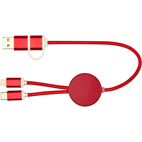 Alasia 5-in-1 recycled aluminium and plastic 30 cm data sync and 27W fast charge cable - EgotierPro 124424