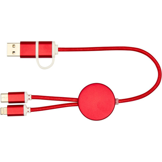 Câble 5 en 1 Alasia en aluminium et plastique recyclés de 30 cm pour la synchronisation des données et la charge rapide de 27 W - EgotierPro 124424
