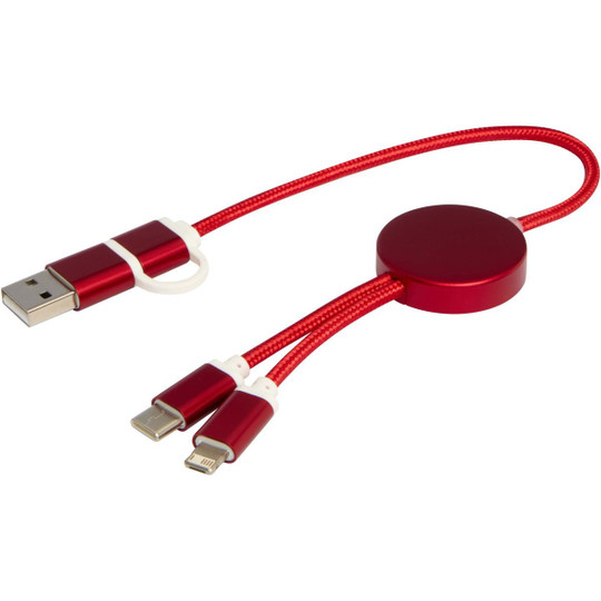 Alasia 5-in-1 recycled aluminium and plastic 30 cm data sync and 27W fast charge cable - EgotierPro 124424