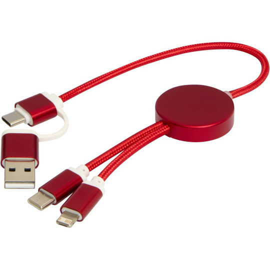 Alasia 5-in-1 recycled aluminium and plastic 30 cm data sync and 27W fast charge cable - EgotierPro 124424