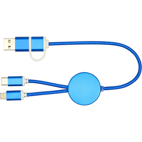 Alasia 5-in-1 recycled aluminium and plastic 30 cm data sync and 27W fast charge cable - EgotierPro 124424