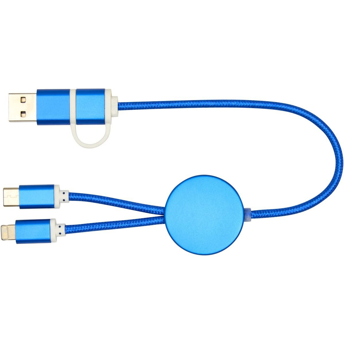 Alasia 5-in-1 recycled aluminium and plastic 30 cm data sync and 27W fast charge cable - EgotierPro 124424