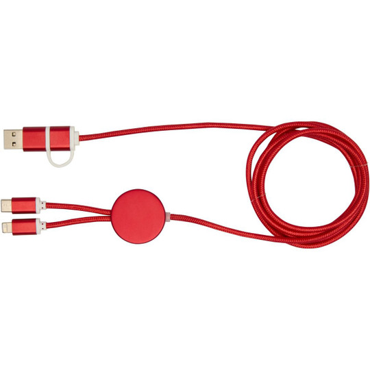 Alasia 5-in-1 recycled aluminium and plastic 150 cm data sync and 27W fast charge cable - EgotierPro 124425
