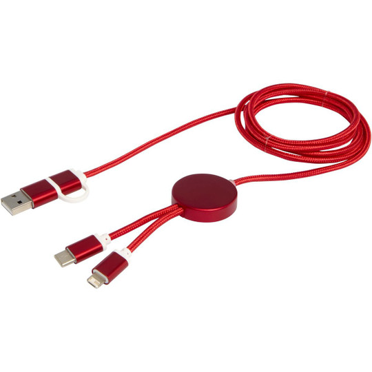 Alasia 5-in-1 recycled aluminium and plastic 150 cm data sync and 27W fast charge cable - EgotierPro 124425