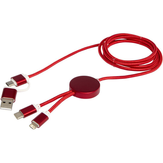 Alasia 5-in-1 recycled aluminium and plastic 150 cm data sync and 27W fast charge cable - EgotierPro 124425