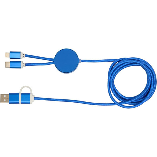 Alasia 5-in-1 recycled aluminium and plastic 150 cm data sync and 27W fast charge cable - EgotierPro 124425