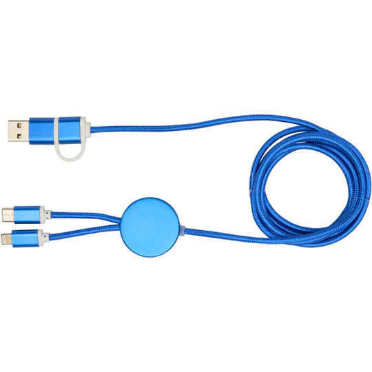 Alasia 5-in-1 recycled aluminium and plastic 150 cm data sync and 27W fast charge cable - EgotierPro 124425