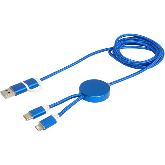Alasia 5-in-1 recycled aluminium and plastic 150 cm data sync and 27W fast charge cable - EgotierPro 124425