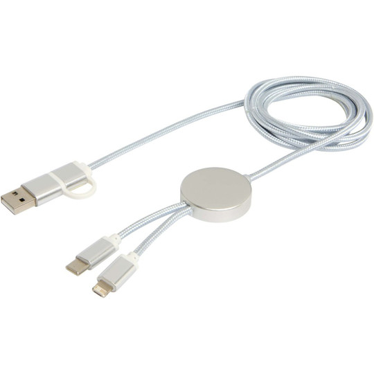 Alasia 150 cm 5-in-1 Kabel aus recyceltem Kunststoff für Datenübertragung und 27W Schnellladung - EgotierPro 124425