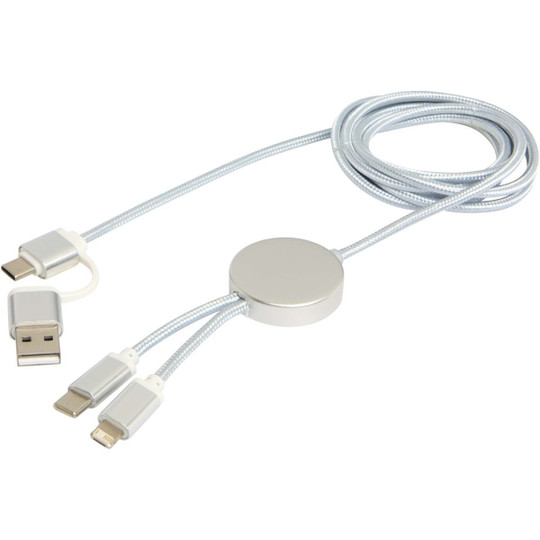 Alasia 150 cm 5-in-1 Kabel aus recyceltem Kunststoff für Datenübertragung und 27W Schnellladung - EgotierPro 124425