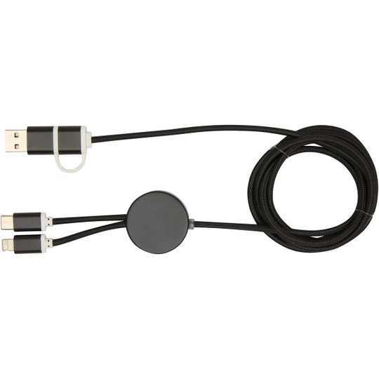 Alasia 5-in-1 recycled aluminium and plastic 150 cm data sync and 27W fast charge cable - EgotierPro 124425