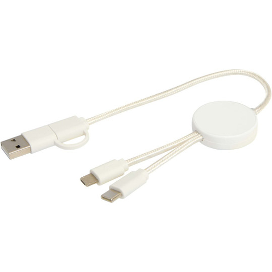 Câble 5 en 1 Citala en plastique recyclé de 30 cm pour la synchronisation des données et la charge rapide de 27 W - EgotierPro 124427