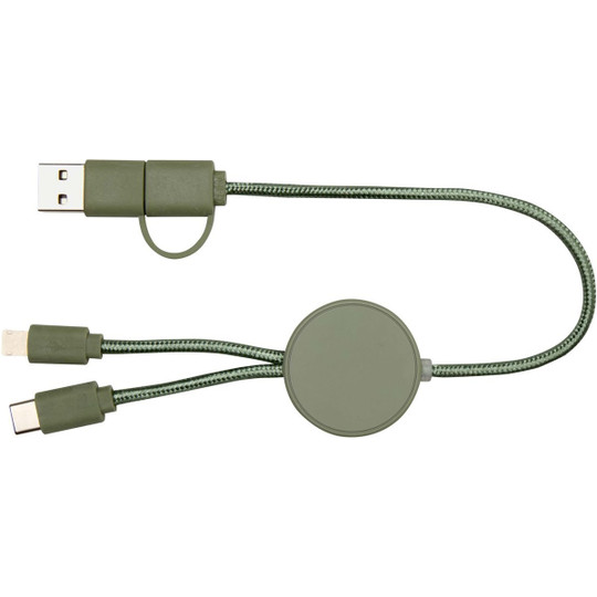 Citala 5-in-1 recycled plastic 30 cm data sync and 27W fast charge cable - EgotierPro 124427