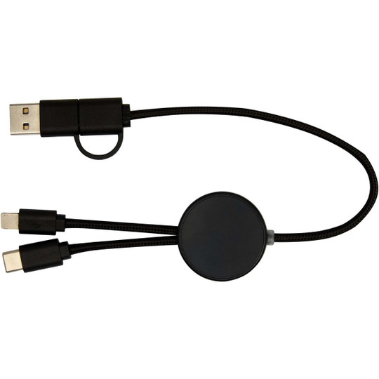 Citala 5-in-1 recycled plastic 30 cm data sync and 27W fast charge cable - EgotierPro 124427