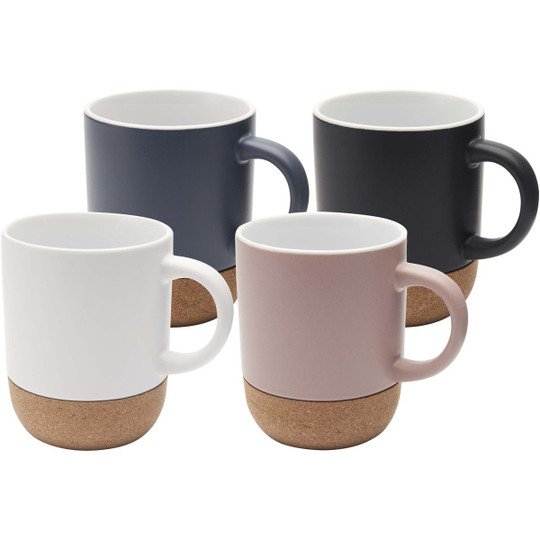Billie 300 ml keramikmugg med korkdetaljer och matt finish - EgotierPro 100847