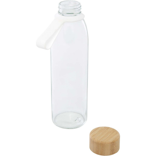 Porto 500 ml glazen waterfles met siliconen handgreep en bamboe deksel  - EgotierPro 100853
